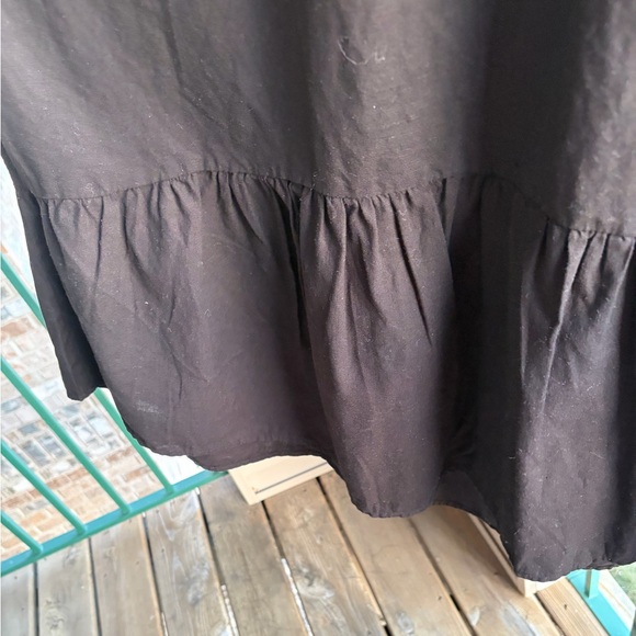 🆕☘️Dylan Black Linen Blend Sleeveless Midi Dress Ruffle V-Neck Boho Size Medium - Picture 10 of 16